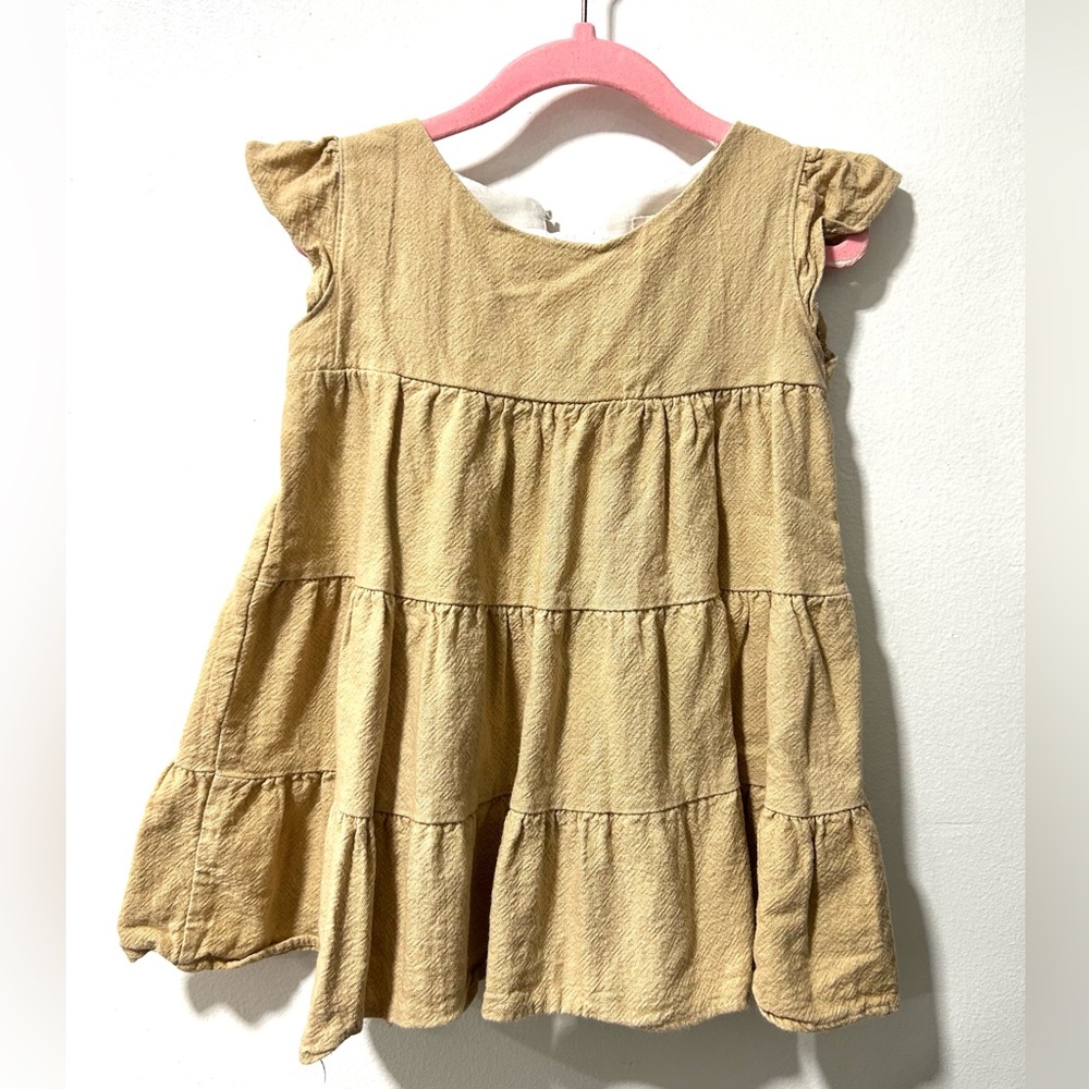 Adorable Tan Ruffle Kids Dress
